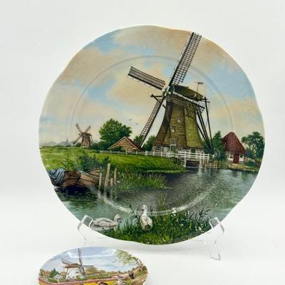 (2) Royal Schwabap Decorative Wall Plates – Windmill & Tulip Scenes, Made in Holland