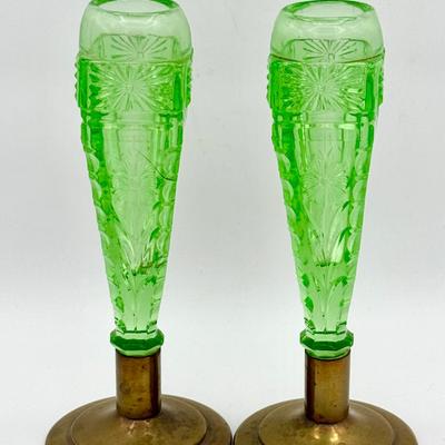 (2) Depression Glass Bud Vases