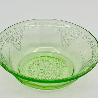 (18) Federal Glass Georgian Green Dessert Bowls — Large Set — Glows!