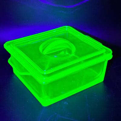 Hazel Atlas Uranium Glass Refrigerator Dish-Marked