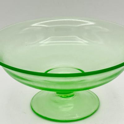 Uranium Glass Footed Compote Bowl 