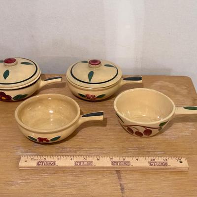 (4) Watt Lug Soup Bowls ft. Rio Rose & Red Bud Teardrop Patterns