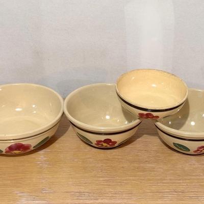 (4) Rio Rose Various Sized Watt Oven Ware Bowls 