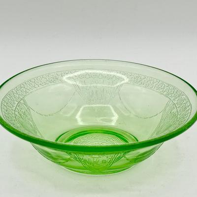 (7) 5.75” Federal Glass Georgian Green Bowls — Ultraviolet Glow