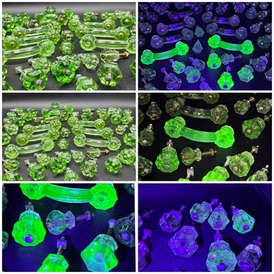 Large Collection Of Handles And Knobs - Many Uranium Glass