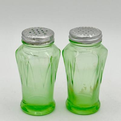 Uranium Glass Salt & Pepper Shakers – Hazel-Atlas Marked
