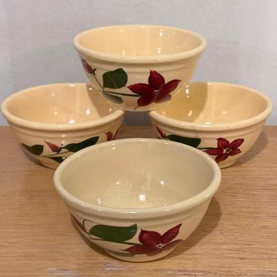 (4) Watt Stone Ware Starflower Bowls 