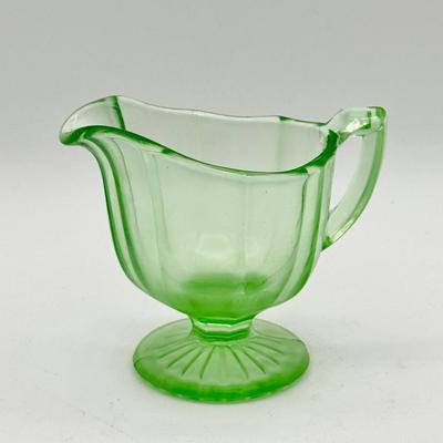 New Martinsville Creamer Pitcher– Pedestal Base with Ribbed Foot