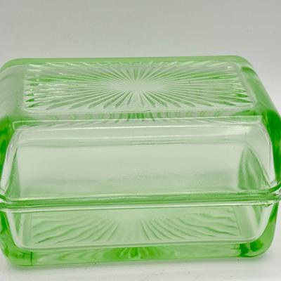 Uranium Glass Covered Butter Dish