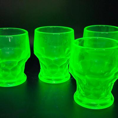 (4) Hazel Atlas Georgian Green Glasses