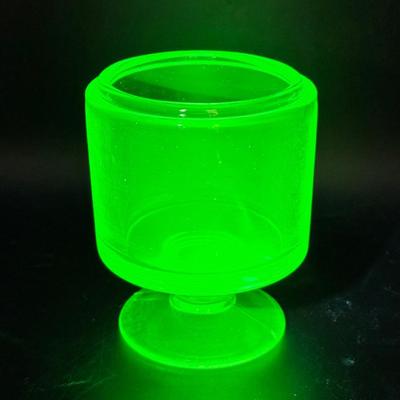 Vaseline Glass Container with Pedestal Vase