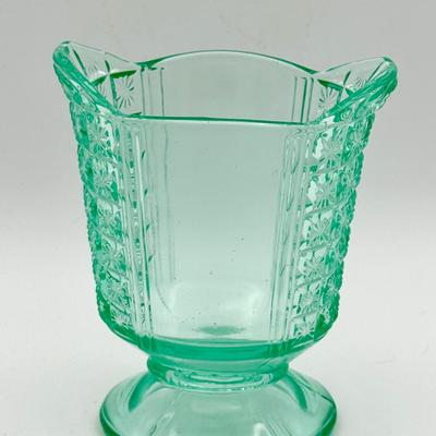 Two Panel Green (Apple Green) Richards & Hartley Glass Co Spooner
