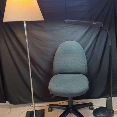 OttLite Floor Light, Tall Chrome Floor Lamp, & Adjustable Computer Chair