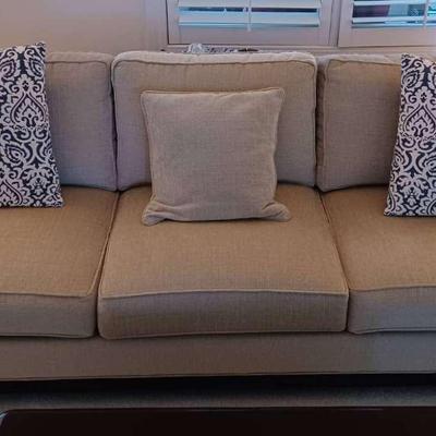 Ethan Allen Chenelle Large Sofa With Cushions And Throw Pillows 