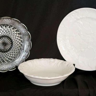 Ceramic And Heavy Cut Glass Platters