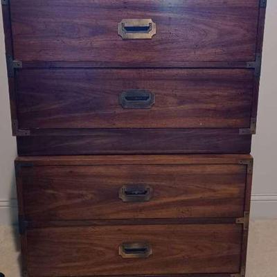 Vintage Wooden Chest of Drawers With Brass Handles & Corner Edges
