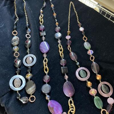 AWT140 - Three Stunning Vintage Purple Necklaces