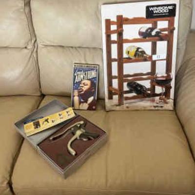 AWT310 Winsome Wood Wine Rack, Bonjour Chateau Deluxe Wine Opener And Louis Armstrong DVDs And book