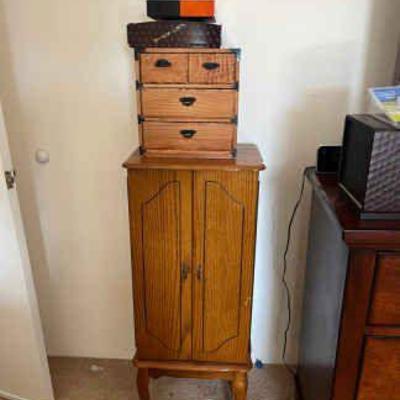 AWT218 Vintage Jewelry Armoire And Small Jewelry Boxes