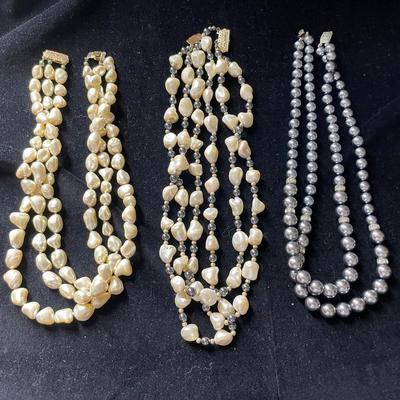 AWT116 - Three Vintage 8” Pearl Necklaces