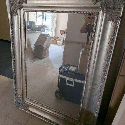AWT213 - Large Antique Silver Framed Mirror 