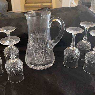 AWT266 Crystal Pitcher And Six Glasses