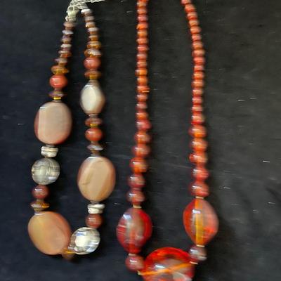 AWT082 - Two Amber-Colored Necklaces