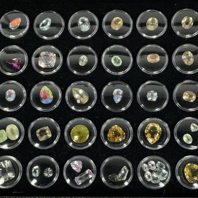 Loose Gemstone Assortment in Black Display Case 