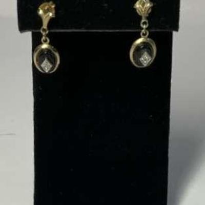 14K Diamond Pin and Earrings