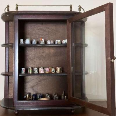 Vintage Thimble Cabinet with Assorted Trinkets