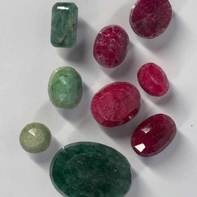 Loose Opaque Emeralds and Rubies – Mixed Shapes and Sizes