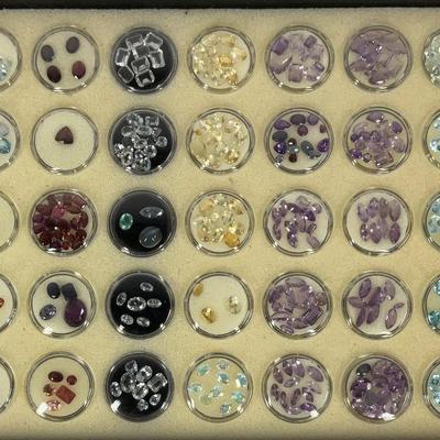 Assorted Loose Gemstone Collection – Multi-Stone Containers, Labels