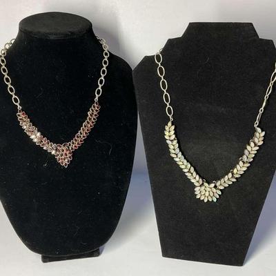 .925 Silver Gemstone Necklaces (Set of 2)