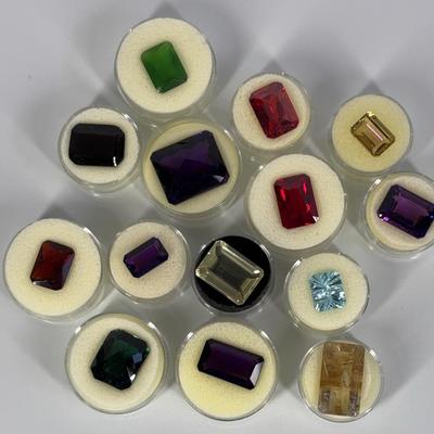 Set of 14 Rectangular-Cut Loose Gemstones 