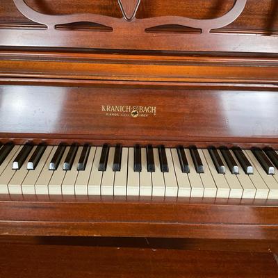 Vintage Mahogany or Cherry Piano with Bench and Sheet Music Storage
