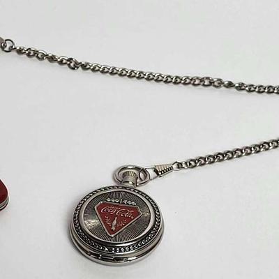 Swiss Army Knife and Coca-Cola Pocket Watch on Chain