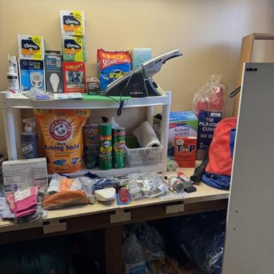 Kleenex, baking soda, gloves