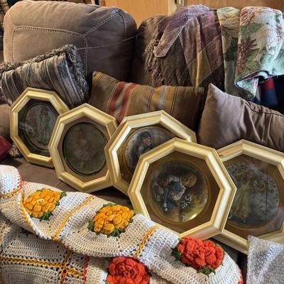 Collectibles plates, crochet blankets