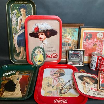 Coca-Cola Collector’s Lot – Vintage Lady Tray Set & Memorabilia