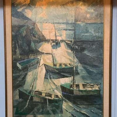 Framed Painting by W. Woodward, 1960