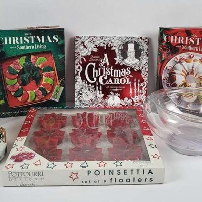 Holiday Decor & Gift Lot – Coca-Cola Snow Globe, Candles, Books & More