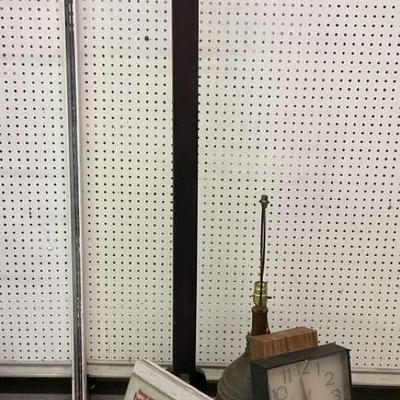 Wooden Coat Rack, Lamp and Coca-Cola Clocks