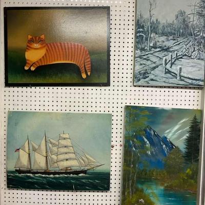 Group of Four Signed Paintings – Assorted Subjects and Artists