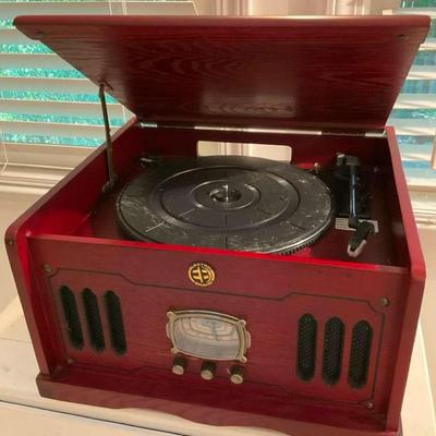 Classic Electro Brand Turntable with CD & Radio – Wood Cabinet