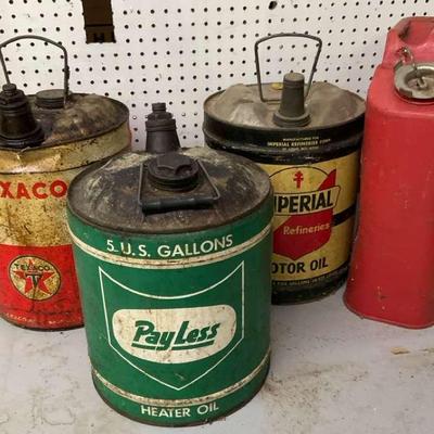 Four Vintage Metal Oil Cans