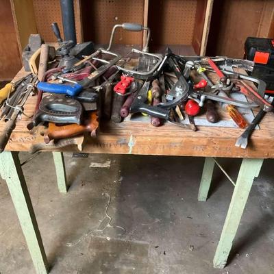 Workbench with Assorted Hand Tools – 36” x 24” Table Included