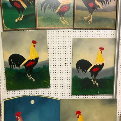 Rooster Folk Art Paintings by Paul Kitchin
