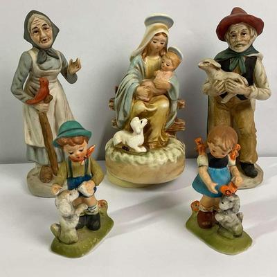 Vintage Figurine Lot – Figures & Mary Music Box
