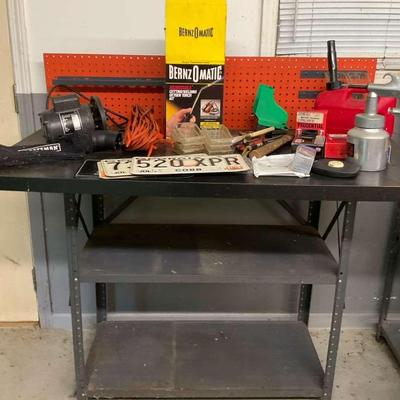 Workshop Table with Tools, Parts & Pegboard – 38" x 48"