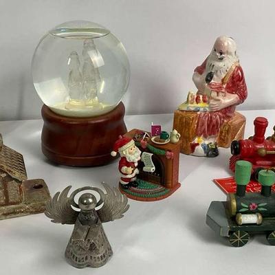 Christmas Village Décor Lot – Snow Globe, Figurines, Train & More
